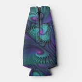 Paars ontmoet Turquoise Modern Abstract Fractal Ar Flesjeskoeler (Achterkant)