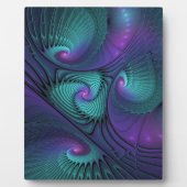 Paars ontmoet Turquoise modern abstract Fractal Ar Fotoplaat (Voorkant)