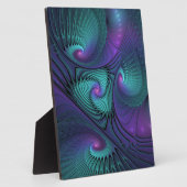 Paars ontmoet Turquoise modern abstract Fractal Ar Fotoplaat (Zijkant)