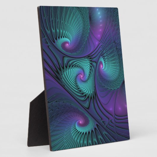 Paars ontmoet Turquoise modern abstract Fractal Ar Fotoplaat (Zijkant)