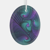 Paars ontmoet Turquoise Modern Abstract Fractal Ar Glas Ornament (Voorkant Rechts)