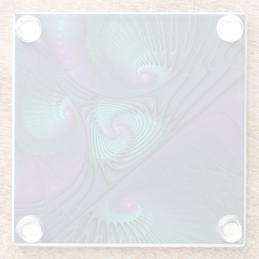 Paars ontmoet Turquoise Modern Abstract Fractal Ar Glazen Onderzetter (Achterkant)