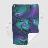 Paars ontmoet Turquoise Modern Abstract Fractal Ar Golfhanddoek (Insitu)