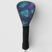 Paars ontmoet Turquoise Modern Abstract Fractal Ar Golfheadcover (Voorkant)