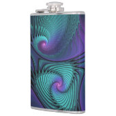 Paars ontmoet Turquoise Modern Abstract Fractal Ar Heupfles (Links)