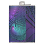 Paars ontmoet Turquoise Modern Abstract Fractal Ar Heupfles (Achterkant)