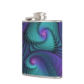 Paars ontmoet Turquoise Modern Abstract Fractal Ar Heupfles (Links)