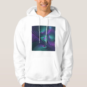Paars ontmoet Turquoise Modern Abstract Fractal Ar Hoodie