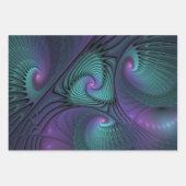 Paars ontmoet Turquoise modern abstract Fractal Ar Inpakpapier Vel (Voorkant)