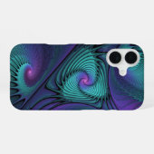 Paars ontmoet Turquoise modern abstract Fractal Ar iPhone 16 Hoesje (Achterkant horizontaal)