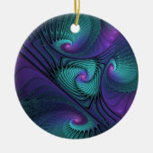 Paars ontmoet Turquoise Modern Abstract Fractal Ar Keramisch Ornament (Voorkant)