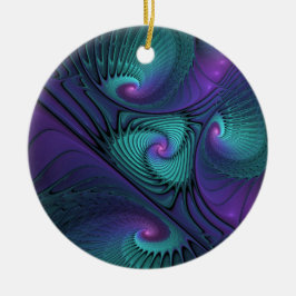 Paars ontmoet Turquoise Modern Abstract Fractal Ar Keramisch Ornament