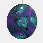 Paars ontmoet Turquoise Modern Abstract Fractal Ar Keramisch Ornament (Links)