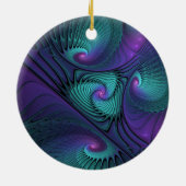 Paars ontmoet Turquoise Modern Abstract Fractal Ar Keramisch Ornament (Achterkant)