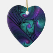 Paars ontmoet Turquoise Modern Abstract Fractal Ar Keramisch Ornament (Rechts)