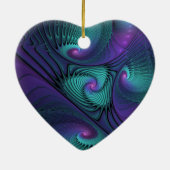 Paars ontmoet Turquoise Modern Abstract Fractal Ar Keramisch Ornament (Achterkant)