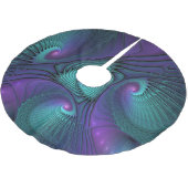 Paars ontmoet Turquoise modern abstract Fractal Ar Kerstboom Rok (Gekanteld)
