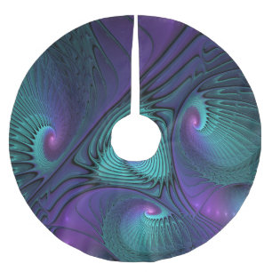 Paars ontmoet Turquoise modern abstract Fractal Ar Kerstboom Rok