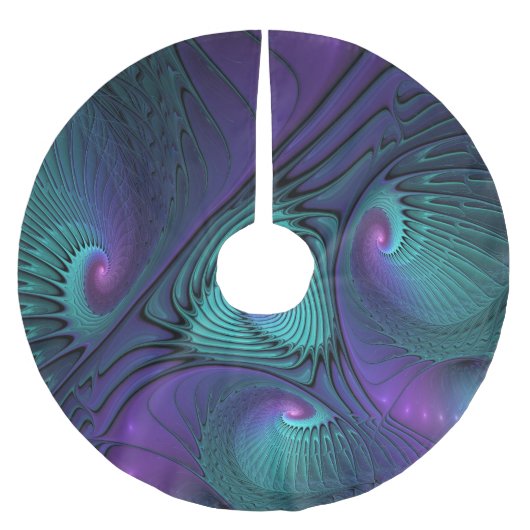 Paars ontmoet Turquoise modern abstract Fractal Ar Kerstboom Rok (Voorkant)