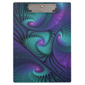 Paars ontmoet Turquoise modern abstract Fractal Ar Klembord (Voorkant)