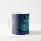 Paars ontmoet Turquoise modern abstract Fractal Ar Koffiemok (Voorkant links)
