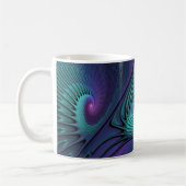 Paars ontmoet Turquoise modern abstract Fractal Ar Koffiemok (Links)