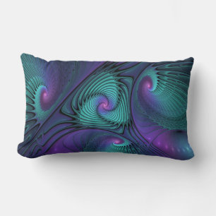 Paars ontmoet Turquoise modern abstract Fractal Ar Kussen