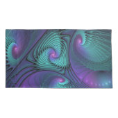 Paars ontmoet Turquoise modern abstract Fractal Ar Kussensloop (Achterkant)
