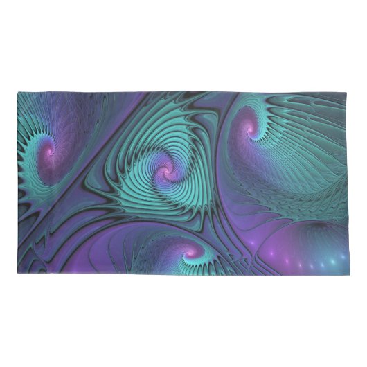 Paars ontmoet Turquoise modern abstract Fractal Ar Kussensloop (Achterkant)