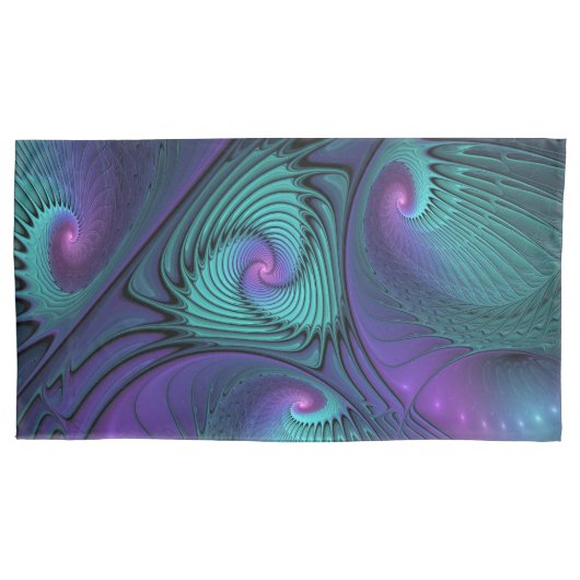 Paars ontmoet Turquoise modern abstract Fractal Ar Kussensloop (Voorkant)