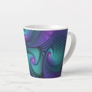 Paars ontmoet Turquoise Modern Abstract Fractal Ar Latte Mok