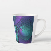 Paars ontmoet Turquoise Modern Abstract Fractal Ar Latte Mok (Rechts)