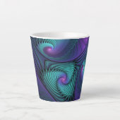 Paars ontmoet Turquoise Modern Abstract Fractal Ar Latte Mok (Voorkant)