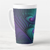 Paars ontmoet Turquoise Modern Abstract Fractal Ar Latte Mok (Linkerhoek)