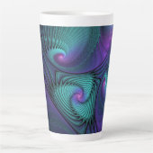 Paars ontmoet Turquoise Modern Abstract Fractal Ar Latte Mok (Voorkant)