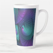 Paars ontmoet Turquoise Modern Abstract Fractal Ar Latte Mok (Rechts)