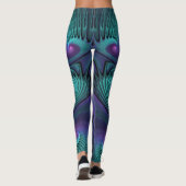 Paars ontmoet Turquoise modern abstract Fractal Ar Leggings (Achterkant)