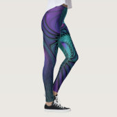 Paars ontmoet Turquoise modern abstract Fractal Ar Leggings (Rechts)