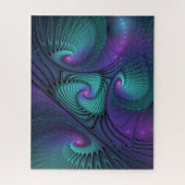 Paars ontmoet Turquoise modern abstract Fractal Ar Legpuzzel (Verticaal)