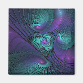 Paars ontmoet Turquoise Modern Abstract Fractal Ar Magneet (Voorkant)