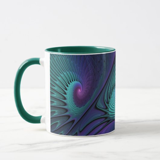 Paars ontmoet Turquoise Modern Abstract Fractal Ar Mok (Links)