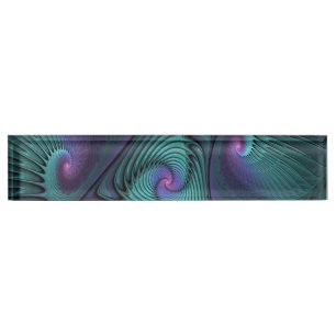 Paars ontmoet Turquoise modern abstract Fractal Ar Naambordje