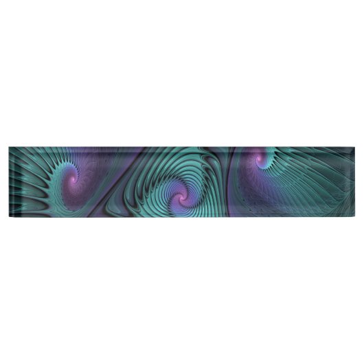 Paars ontmoet Turquoise modern abstract Fractal Ar Naambordje (Voorkant)
