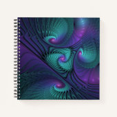 Paars ontmoet Turquoise Modern Abstract Fractal Ar Notitieboek (Voorkant)