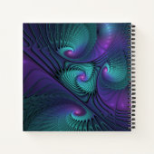Paars ontmoet Turquoise Modern Abstract Fractal Ar Notitieboek (Achterkant)