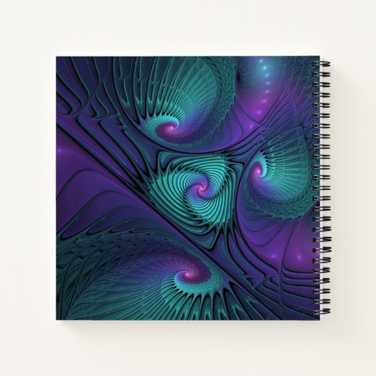 Paars ontmoet Turquoise Modern Abstract Fractal Ar Notitieboek (Achterkant)
