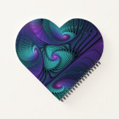 Paars ontmoet Turquoise Modern Abstract Fractal Ar Notitieboek (Achterkant)