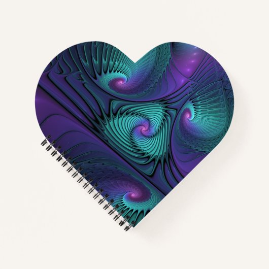 Paars ontmoet Turquoise Modern Abstract Fractal Ar Notitieboek (Voorkant)