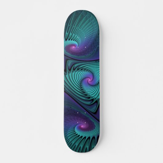 Paars ontmoet Turquoise modern abstract Fractal Ar Persoonlijk Skateboard (Voorkant)