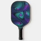 Paars ontmoet Turquoise modern abstract Fractal Ar Pickleball Paddle (Voorkant)